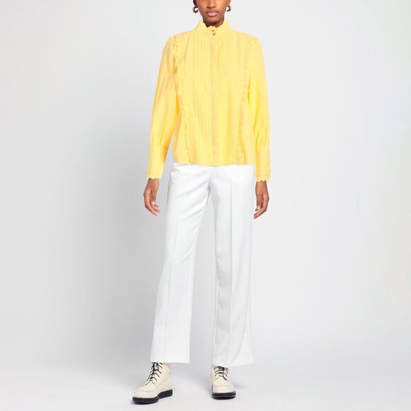 NÜMPH 100% Cotton Yellow Shirt Long sleeves Mandarin collar - Picture 2 of 14